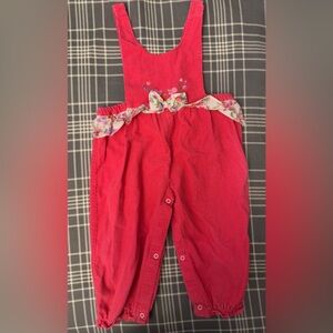 Vintage bright pink corduroy overalls size 24 months